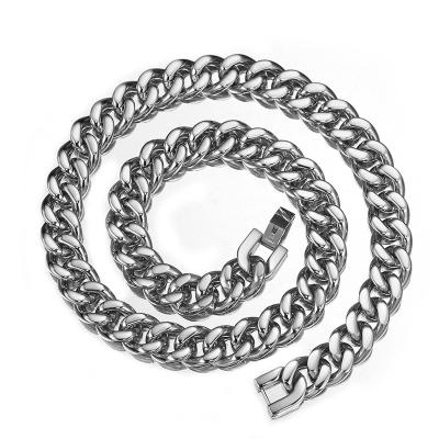 China FASHIONABLE Wholesale 15mm Width Men's Polished Link Chain Strong 316L Stainless Steel Cuban Curb Necklace for sale