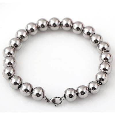 China Wholesale Religious 316L Metal Stainless Steel Bead Ball Link Chain Mens Womens Bracelet Silver 4/6/8/10mm for sale