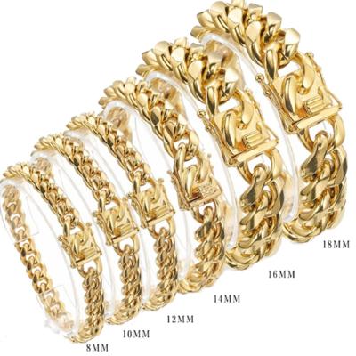 China FASHIONABLE cheap price manufacture stainless steel skillful gold plated cuban bracelet for men / women bracelets for sale