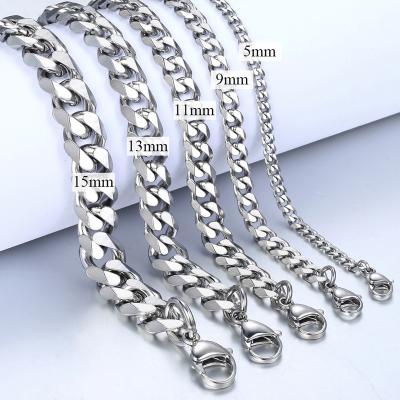 China FASHIONABLE cheap skillful manufacture 316L stainless steel silver color cuban bracelet for men/women bracelets for sale