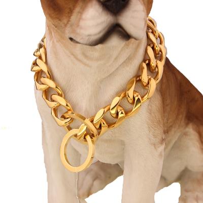 China Factory Customize Dog Collar Silver or Black Gold Plated Chain Collar 13/15/17/19mm MY1DG020 or 316L Stainless Steel Cuban Link for sale