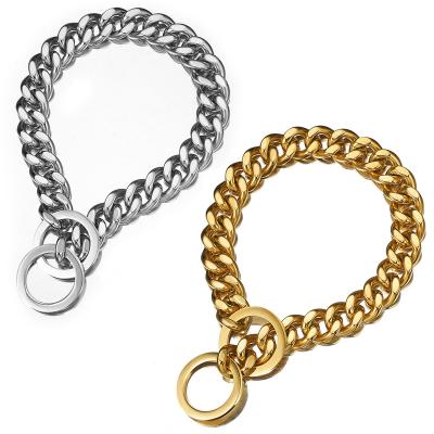 China Luxury Custom Made 316L Stainless Steel Big 13/15MM Silver Or Gold Cuban Link Chain Choke Dog Collar MY1DG005 Jewelry for sale