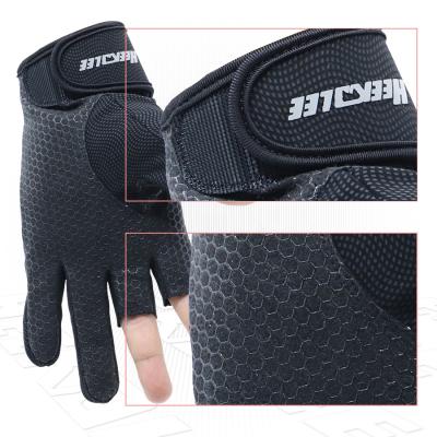 China Durable Add LED Light To Finger For Night Fishing Breathable Non-slip Fishing Gloves for sale