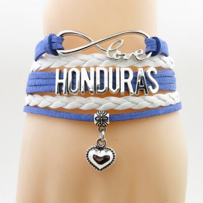 China ALLOY Infinity Love Honduras Bracelet Heart Charm Love My Motherland Honduras Flag Jewelry Bracelets & Bangles For Woman And Man for sale