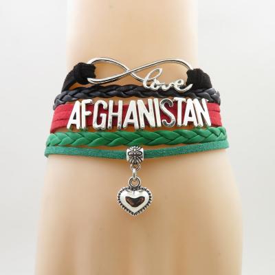 China ALLOY Infinity Love Afghanistan Bracelet Heart Charm Afghanistan National Flag Bracelets & Bangles for Women and Men Jewelry for sale