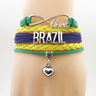 China ALLOY Infinity Love BRAZIL Bangle Heart Charm Bracelet Love Country Bracelets & Bangles for Women and Men Jewelry for sale