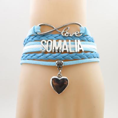 China ALLOY Infinity Love Somalia Bracelet Heart Charm Somalia National Flag Bracelets & Bangles for Women and Men Jewelry for sale