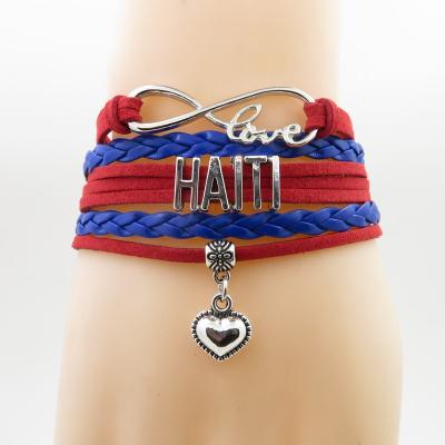 China ALLOY Infinity Love Haiti Bracelet Heart Charm Bracelet Love My Motherland Haiti Bracelets & Bangles for Woman and Man for sale