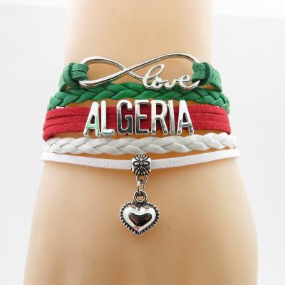 China ALLOY Infinity Love Algeria Bangle Heart Charm Bracelet Love Algeria Flag Bracelets & Bangle For Woman And Man Jewelry for sale