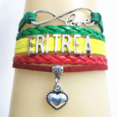 China ALLOY Infinity Infinity Bracelet Eritrea Heart Charm Love Ethiopia National Flag Bangle Bracelet Jewelry For Woman And Man for sale