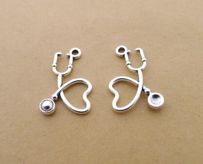 China Punk Stethoscope Charms Lot Medical Nurse Doctor Antique Silver Pendant Opens for sale