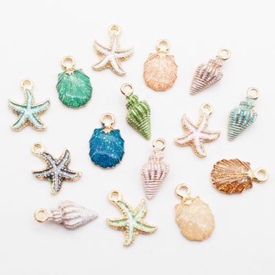 China Wholesale Cute Enamel Sea Shell Starfish Conch Sea Snail Jewelry Charms Pendants Accessories Charm Beads For Jewelry Making for sale