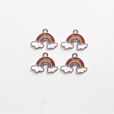 China Wholesale Cute Bracelet Necklace Accessories Enamel Rainbow Metal Gold Charms Pendants Beads For Jewelry Making for sale