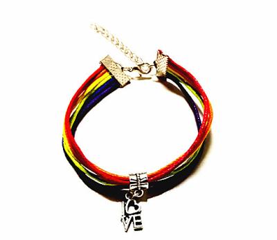 China Hot ALLOY Rainbow Bracelet | great gift idea | beaded stretch with charm | LGBT pride for sale