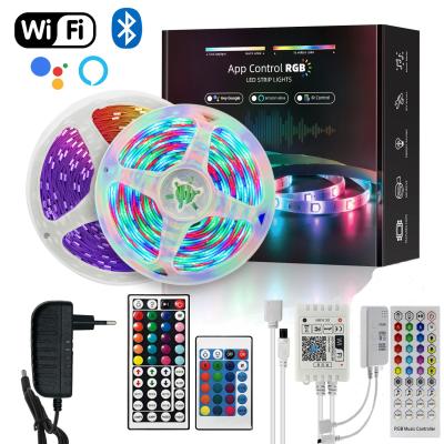 China LANDSCAPE BT APP Control LED Strip Lights 20M RGB 5050 SMD Flexible Tape RGB LED Light 5M 10m Tape Diode Waterproof DC 12V Control for sale