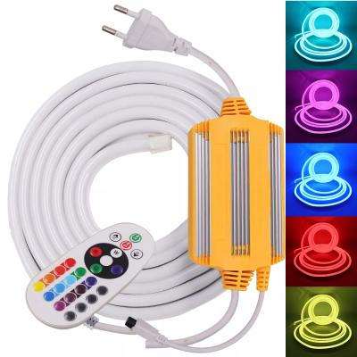 China LANDSCAPE RGB LED Strip Flex Neon Rope Lights 220V 5050 Waterproof Neon Strip 2835 120Leds/M White /Warm White Flexible Neon Light for sale