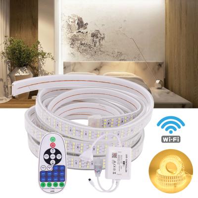 China LANDSCAPE Three Row 276Leds/m Waterproof Flexible LED Strip 220V 240V 2835 IP67 Wifi Dimmable Ribbon Light With Remote for sale