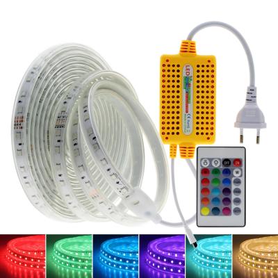 China Led Strip Lights Barra Luces Led Bar Lights Waterproof LANDSCAPE 5050 SMD 110V 220V 100M Room Smart Flexible RGB Led Strips for sale