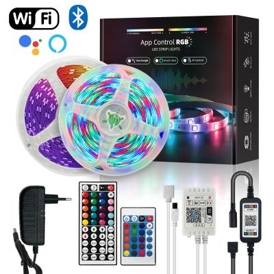 China LANDSCAPE 5M 10m BT APP Control Flexible LED Strip 5050 IP20 RGB LED Strip Light Ribbon DC 12V RGB Diode IR Strip Controller Adapter for sale