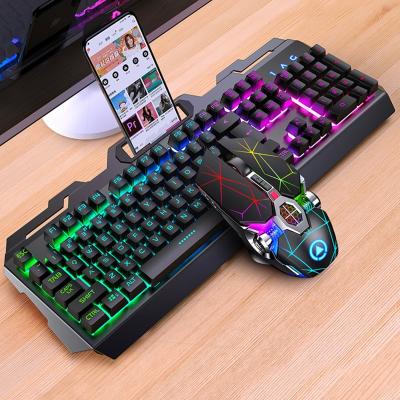 China Metal Kit Computer Wired Gamer Headset Set Mechanical RGB LED Backlit Gaming Keyboard and Mouse Combo Set for sale