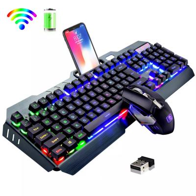 China Gaming 2.4G Mechanical Feeling Headset Rainbow Backlight Metal Ergonomic Wireless Gaming Keyboard And Mouse Mouse for sale