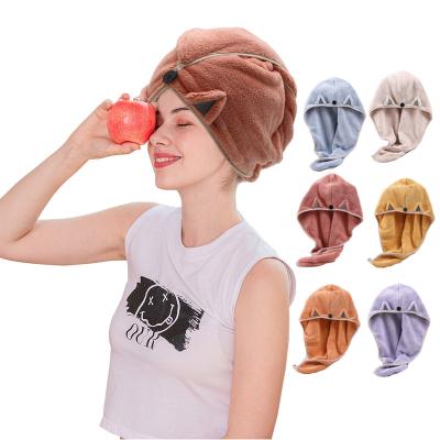 China Custom Embroidered QUICK DRY Turban Hair Wraps Microfiber Coral Turban Chain Towel Hair Fleece Hair Fleece Showers Cap for sale