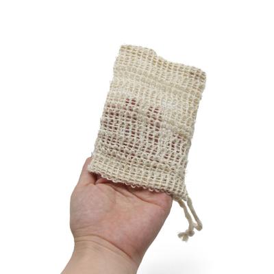 China Natural Sisal Soap Bag With Drawstring For Shower Bath Exfoliate Dead Skin Soap Bag Cotton Hemp Gift Bags for sale