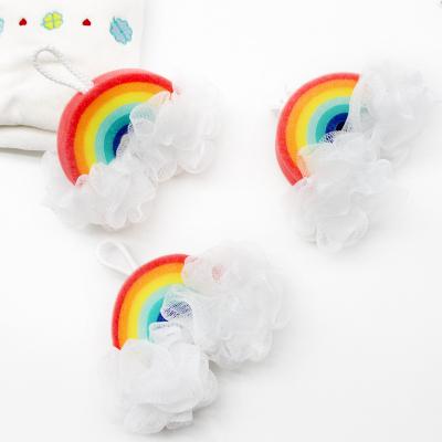 China EXFOLIATE Exfoliating Soft Bath Blast Sponge Rainbow Shape Bath Shower Loofah For Body Private Label Bath Balls Baby Cleaning Toy for sale