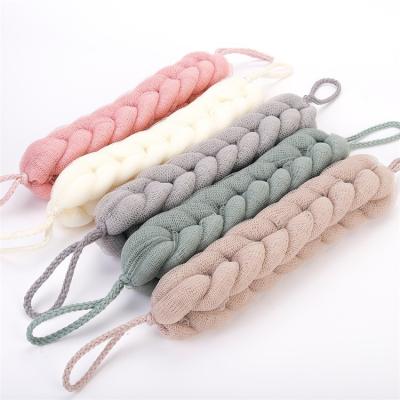 China EXFOLIATE Long Stretch Back Sponge With Rope Handles Scrubber Bath Back Shower Mesh Sponge Exfoliating Body Scrub Stretch Braided Loofah f for sale