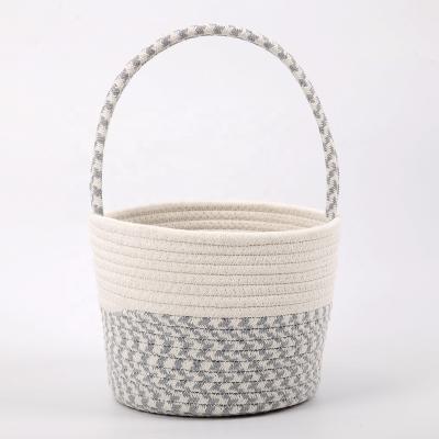 China Cute Cotton Rope Gift Basket Easter Gift Basket with Front Handles Empty Decorative Baskets for Kids in Holidays for sale