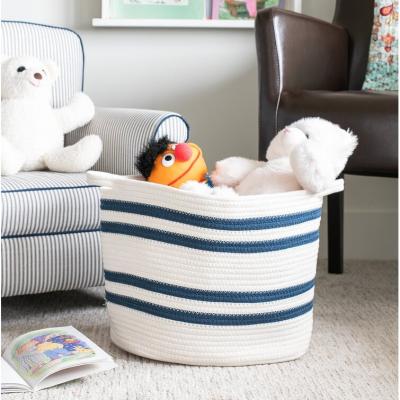 China Multifunctional Cute Folding Cotton Rope Basket Baby Blanket Baskets Nursery Bin For Toys Clothes Towels for sale