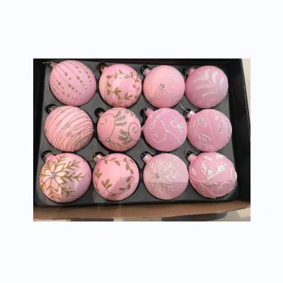 China Christmas factory direct painted pink glass bauble Christmast ornament glass ball Christmas for home for sale