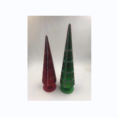 China Festival Home Decoration Customized Green Red Color Christmas Tree Ornaments Luxury Glass Swollen Glass Christmas Tree for sale