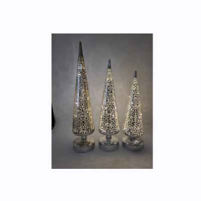 China Festival Newest Home Decoration LED Glass Christmas Tree With Light Modern Glass Christmas Tree Handwork For Holiday Decoration for sale