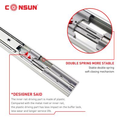 China 3 Fold+Full Extension Ball Bearing Slide Rail Furniture Hardware Accessories Full Rail Telescopic Drawer Handle for sale