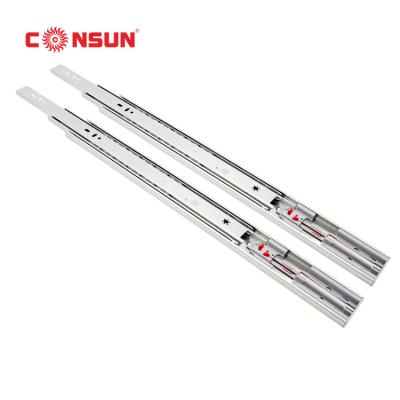 China 3 Fold+Full Extension Furniture Hardware Rail 45mm Soft Narrow Telescopic 3 Fold Sideboard Ball Bearing Drawer Slide for sale