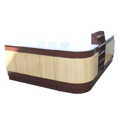 China Supermarket Supermarket Cashier Checkout Grocery Checkout Cashier Counter Wooden Checkout Counter for sale