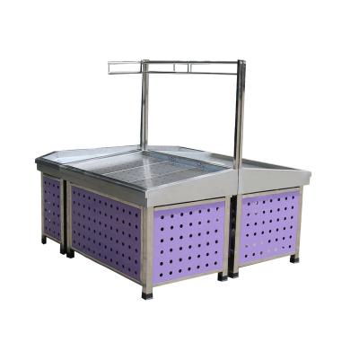 China Customized large double-sided supermarket stainless steel ice table seafood fish display table for sale