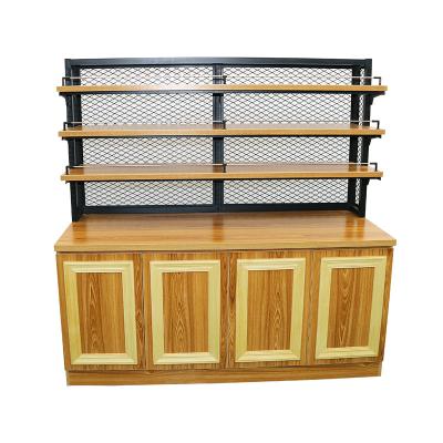 China Single-Sided Hot Sale Wood Display Cabinets Supermarket Display Stand Rack Bakery Display Counters For Store for sale