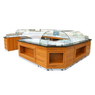 China China Single Sided Deli Display Stands Curved Glass Pastry Display Counter Cake Pastry Counter For Supermarket for sale