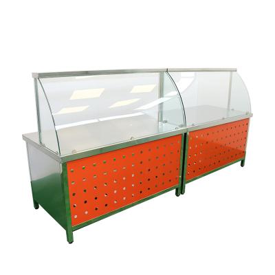 China Single Sided Modern Style Fast Food Shop Counter Design Fast Food Kiosk Restaurant Food Display Counter For Mall for sale