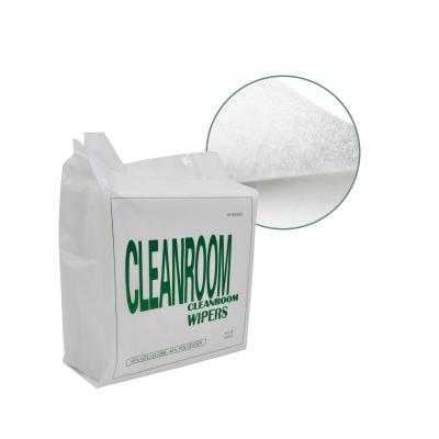 China Stocked Lint Free Degreasing Industrial Cleaning White Disposable 55% Cellulose 45% Polyester Cleanroom Nonwoven Wipes 0609 for sale