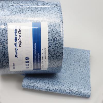 China Stocked 2023 Blue Oil absorbent Perforated Composite Nonwoven meltblown polypropylene Cleaning wipes Cloths for sale