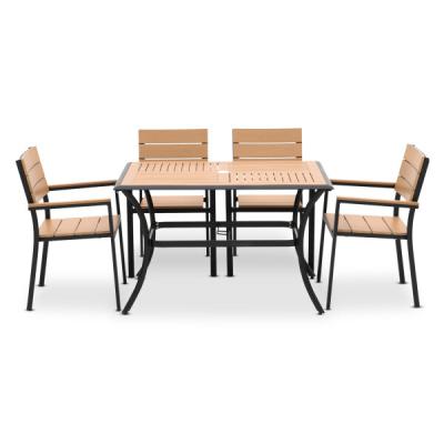 China 2023 modern simple design of outdoor frame rattan teak furniture table chair weaving set can be equipped with sunshade umbrella for sale