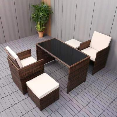 China 2023 Series Modern Outdoor Metal Frame Rattan Garden Furniture Weaving Table Chair With Pedal for sale