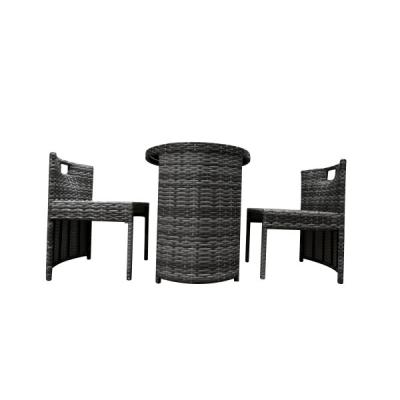 China 2023 Modern Outdoor Metal Frame Rattan Garden Furniture Half Coffee Table With Tea Table for sale