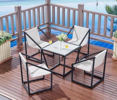 China 2023 Hot Selling Outdoor Foshan Modern Factory Series Garden Furniture PE Rattan Coffee Table Set With Glass Tea Table for sale