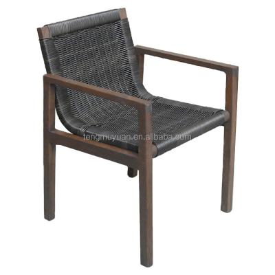 China Modern Outdoor Furniture Teak Rattan Wooden Dining Table 8 10 Person Seats Patio Garden Rattan Chair Set for sale