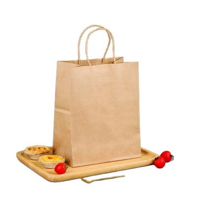 China Size Recyclable high quality food grade logo cutom acceptable kraft paper bag for food with paper handle for sale