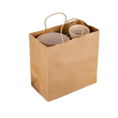 China Gift & Craft Food Grade Biodegradable Custom Logo Acceptable Kraft Paper Bag For Food Packaging With Paper Handle for sale